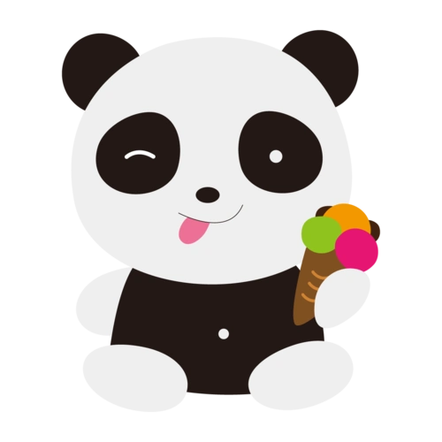 卡通手绘动物可爱围巾小熊猫看书