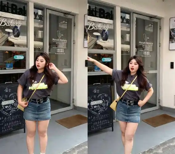 看看她130斤的体重,甜美大方又漂亮_衣服_牛仔_夏天