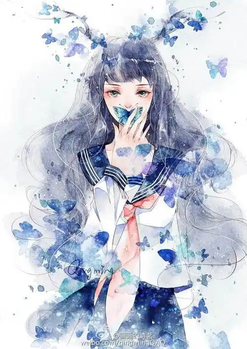 用水粉画动漫人物 用水粉画动漫人物少女 - 水彩迷