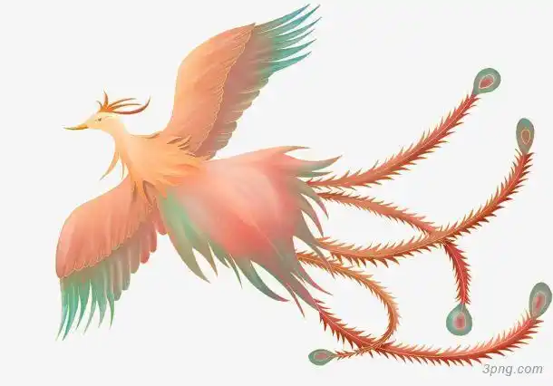 飞翔的粉色凤凰png素材透明免抠图片动植人物