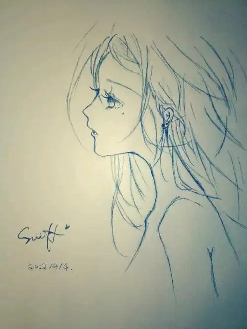 简单一点简笔画简笔画手绘素描线稿200200动漫人物女生铅笔素描图片手