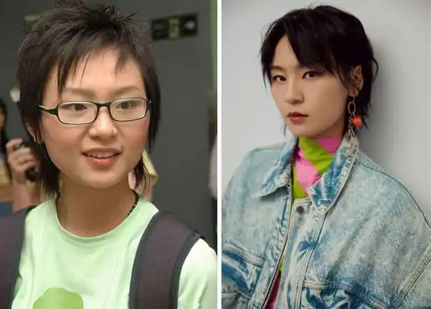 周笔畅真敢穿,粉西装配蓝色长裤时尚抢眼,曾经的假小子变女王了|豹纹