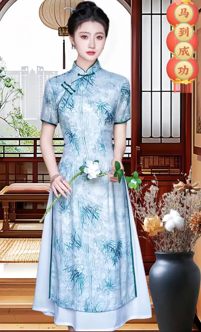 送考中国风显瘦少女风日常复古夏季旗袍
