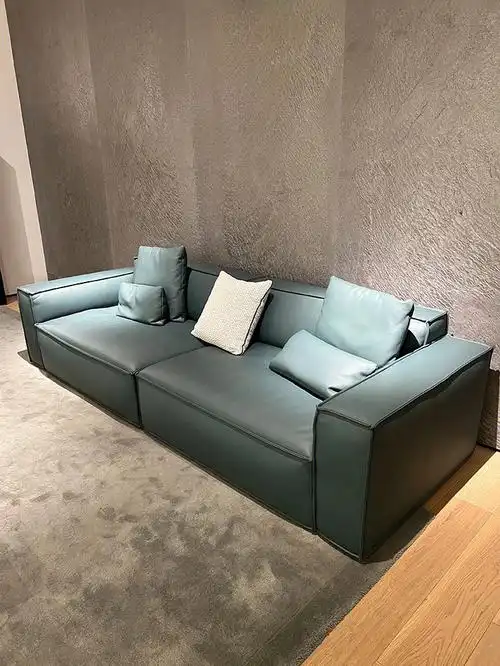 豆腐块沙发丨现代简约真皮沙发丨意式极简