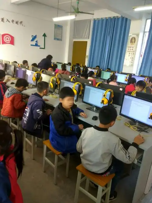 我们在认真地上电脑课.