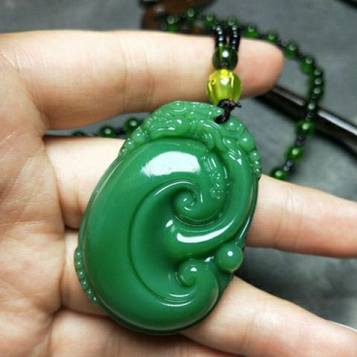 和田碧玉吊坠女玉如意挂坠和田玉菠菜绿挂件玉坠饰品