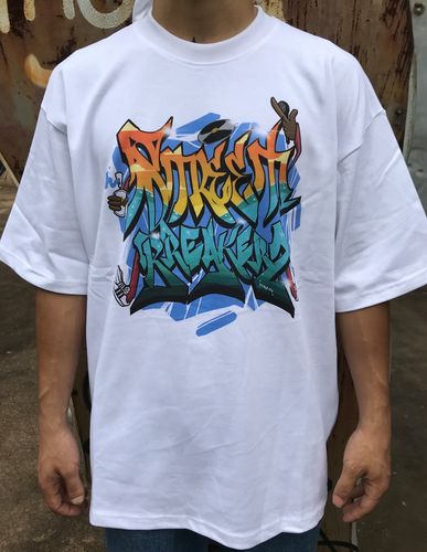 街头嘻哈圆领短袖streetbreakerzhiphophandstyle白色涂鸦t恤