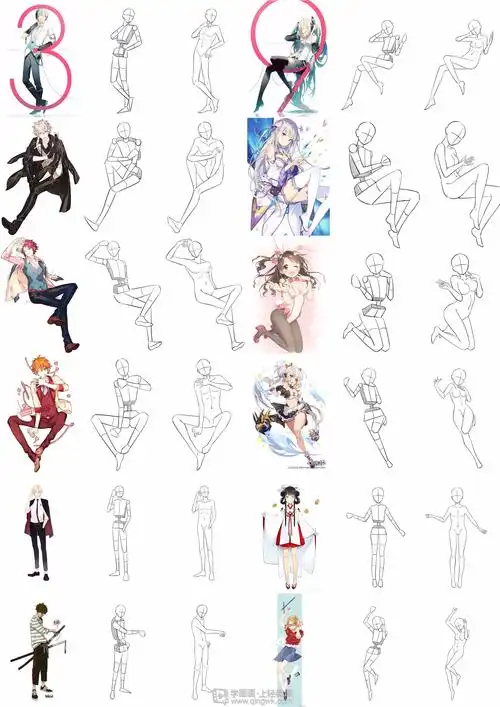 作业:动漫人体绘画学习之日式漫画人体比例画法与训练 - rh-18-046