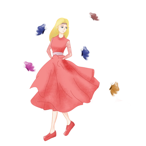 秋季穿连衣裙女孩插画秋季果实女孩免抠图秋季银杏女孩矢量图卡通女孩