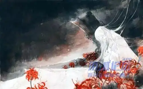 可是佛不知道,他在忘川河上,被河水褪色得花把所有得红色滴在了河水