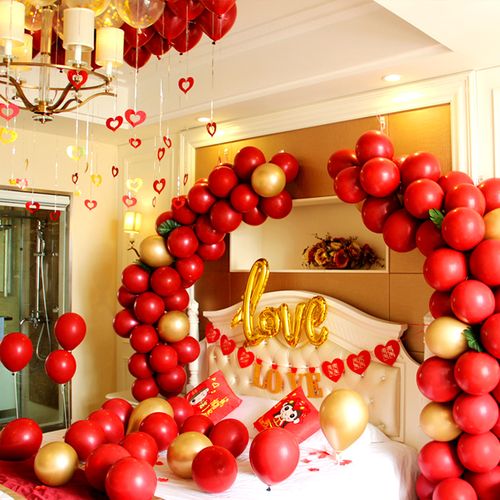 结婚气球生日派对场景卧室布置婚礼浪漫网红婚房装饰汽球婚房套餐
