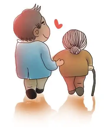 手绘带着儿子买菜的母亲