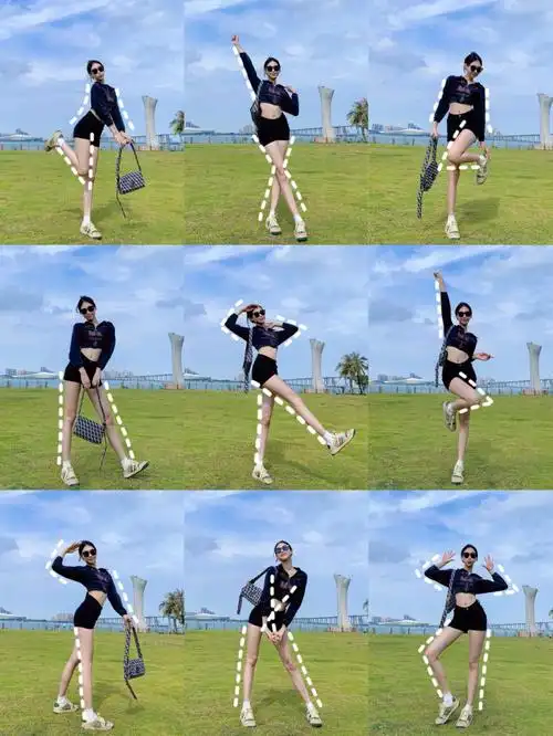 九种显腿长公园拍照姿势穿搭滤镜分享