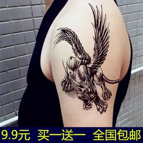 男花臂半臂纹身贴防水男手臂图腾遮疤防汗持久耐磨仿真刺青贴纸