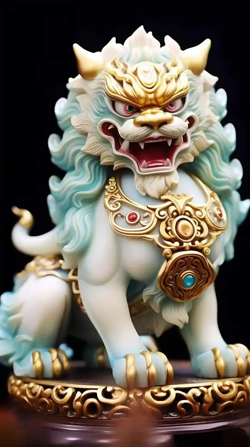 貔貅神兽威严立, 龙躯麟纹瑞气浓. 守家护主功不懈, 恶灵辟退吉祥逢