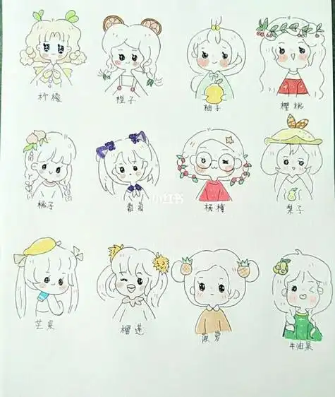 学一幅简笔画27个卡通人物的彩铅简笔画教程12星座简笔画动漫小女孩