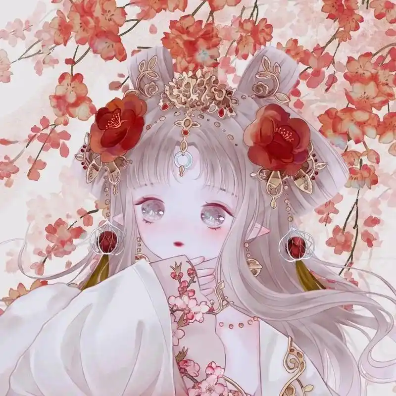 珍藏版绝美超仙红色系梦幻仙气动漫女生头像