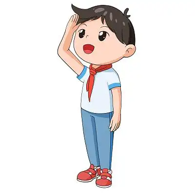 少先队员学校卡通人物png素材少先队员敬礼