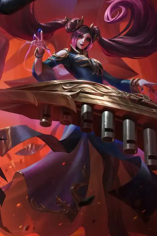 英雄联盟lol琴女娑娜五杀摇滚皮肤原画