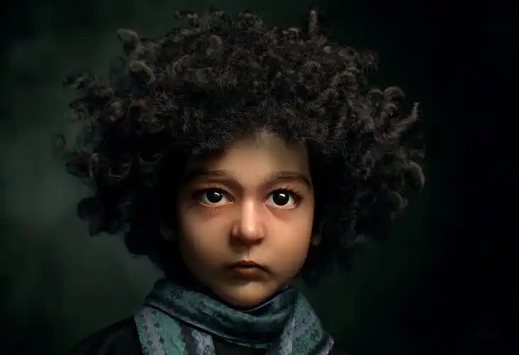 爆炸头小男孩|三维|人物/生物|artxt_原创作品-站酷zcool