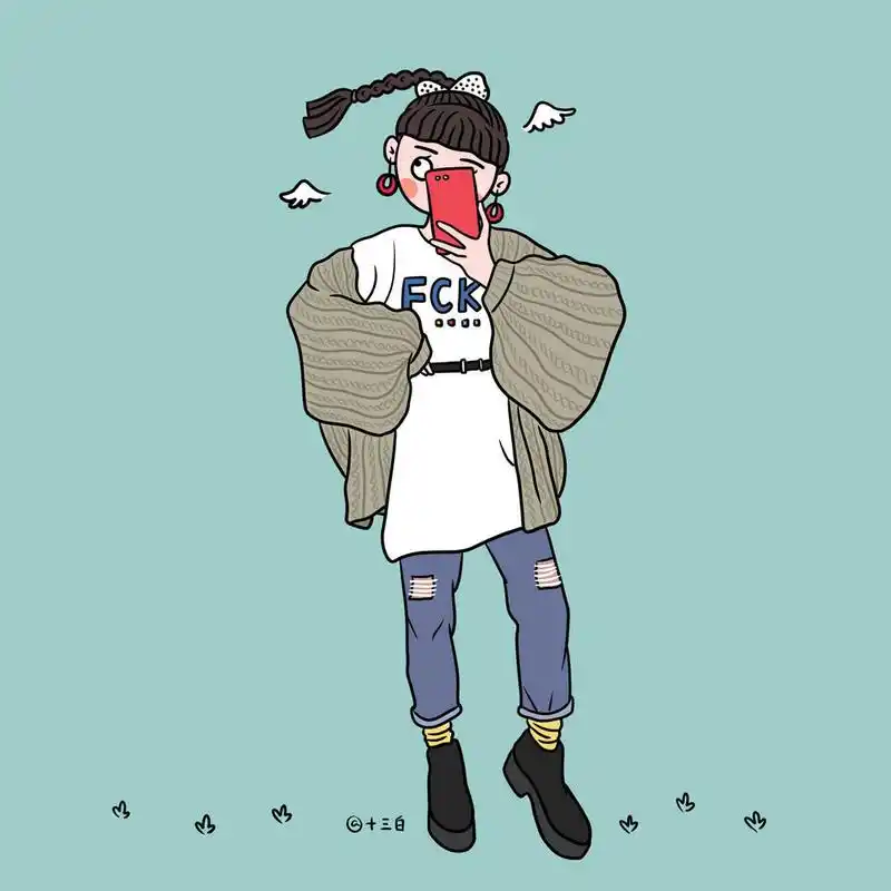 秋冬时尚穿搭系列插画 女生闺蜜头像漫画 天气降温了,你添衣了吗?