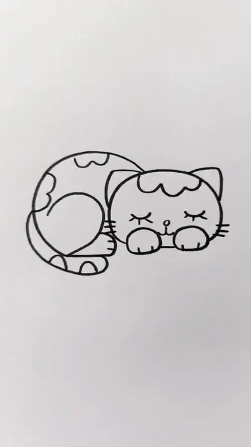 用数字200画睡懒觉的小猫咪简单又好看哦