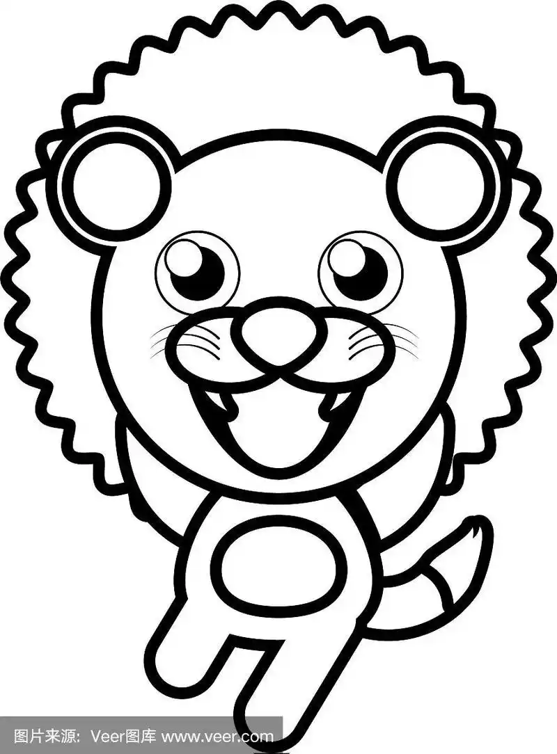 卡通狮子动物轮廓