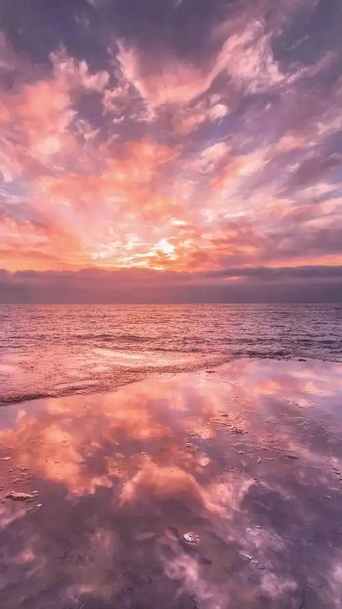 唯美意境火烧云海景图片手机壁纸