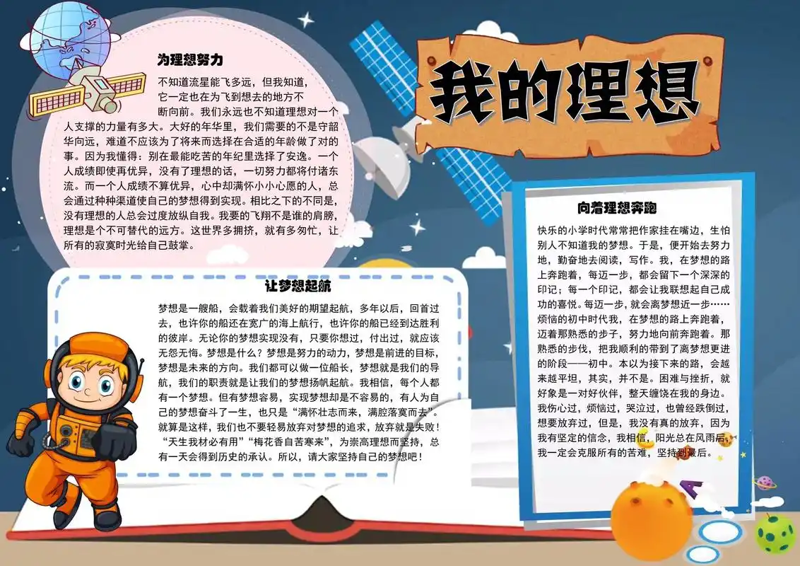 理想梦想小报/有线稿可打印#理想梦想手抄报#手抄报#简笔画 - 抖音