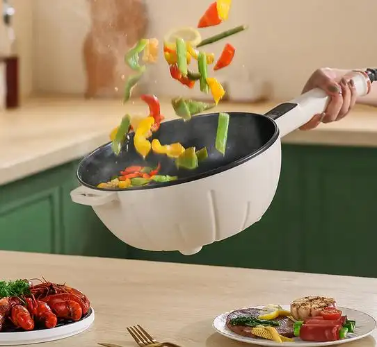 左铝 一体式多功能家用电炒菜炒锅不粘锅电火锅大功率电煮锅电锅 智能