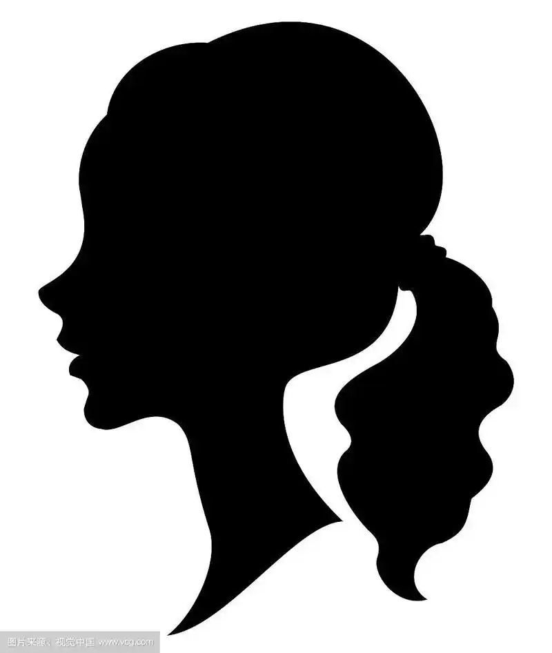 剪影一个侧面,一个甜美的女士的头