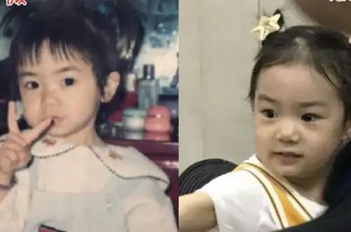 戚薇童年照曝光和女儿卖萌表情神相似网友遗传基因太强大