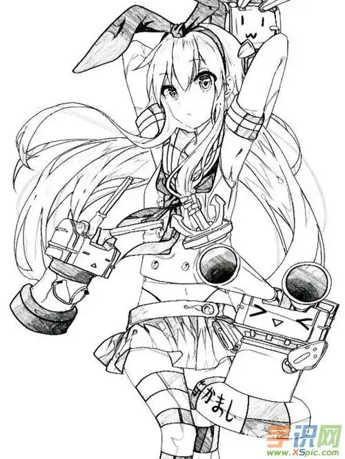 手绘铅笔卡通画人物绘画作品