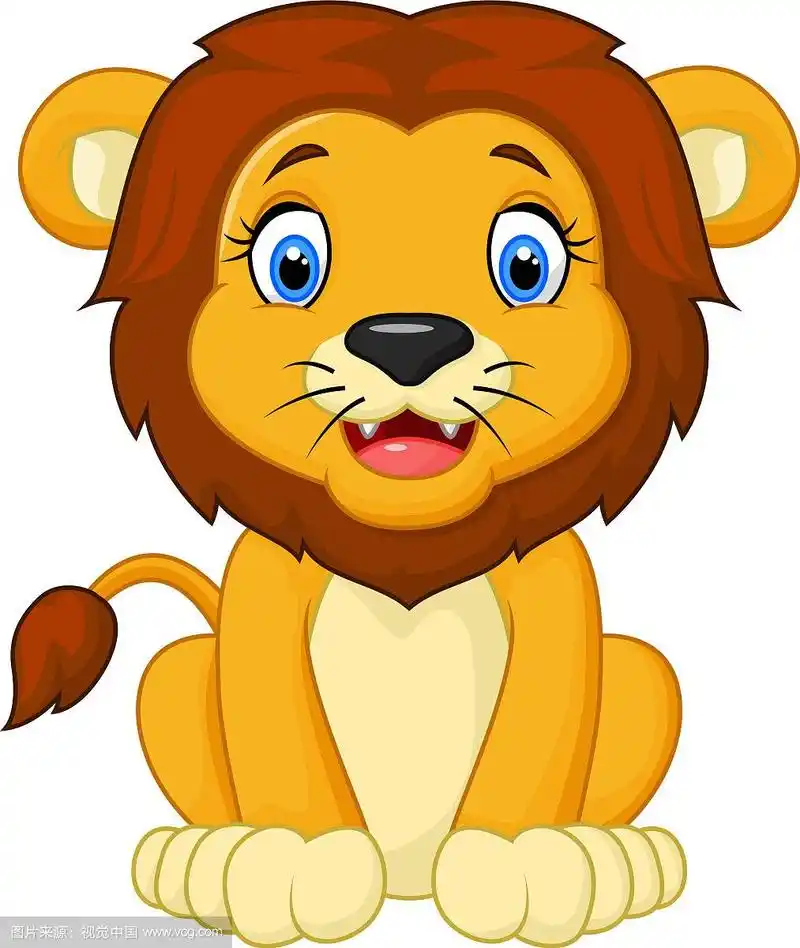卡通狮子坐在