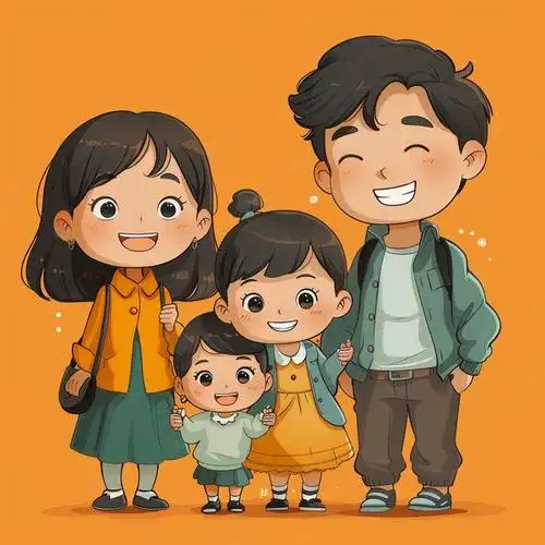 亲子头像|一家四口,两姐妹亲子头像,招财又暖心