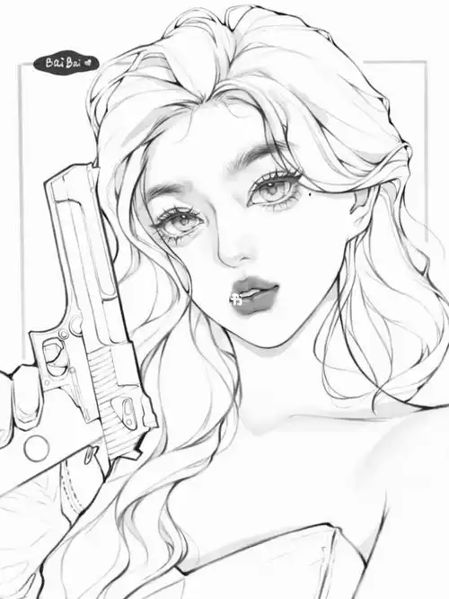 酷拽小姐姐绘画过程