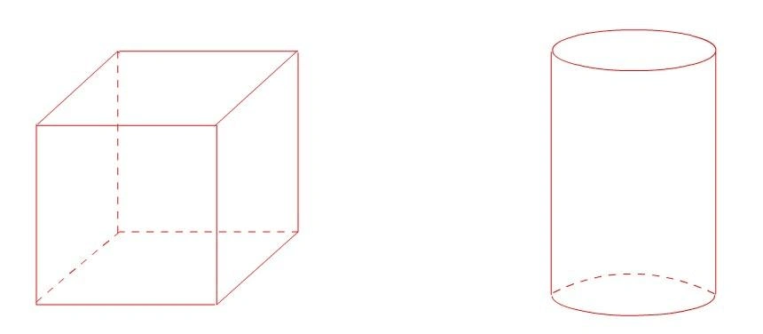 投影展示正方体和圆柱体