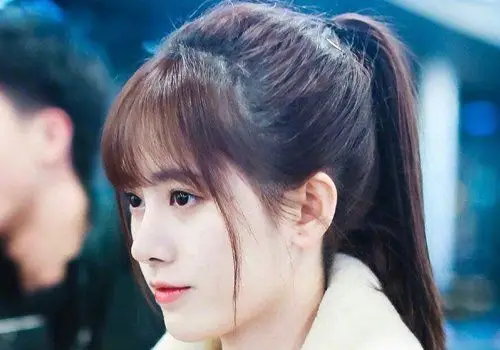 女生 齐刘海扎发马尾辫发型