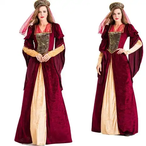 欧洲中世纪服装男复古宫服成人贵族小姐礼服英国公爵服定制款玫红色