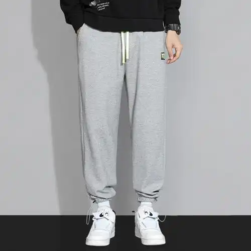 灰色运动裤男夏季薄款宽松直筒束脚九分卫裤韩版潮流春秋休闲裤子官方