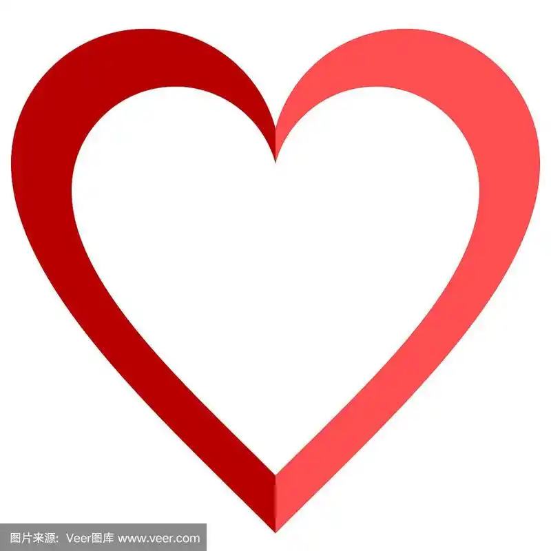 心形符号图标-红色简单轮廓,孤立-矢量
