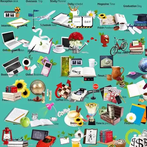 丰富的生活办公用品分层素材
