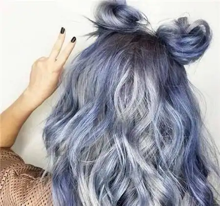 灰调水蓝染发 灰蓝色头发
