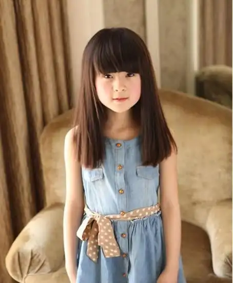 儿童假发女长发长直发齐刘海短发梨花中长发帅气圆脸小孩子假发