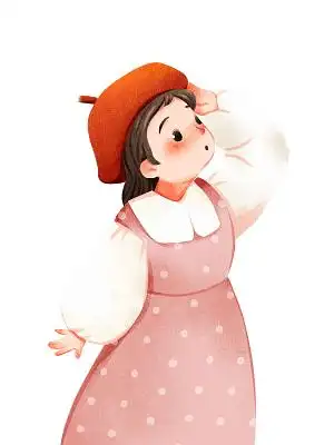 粉色手绘卡通小清新可爱女孩人物秋天白露元素png素材