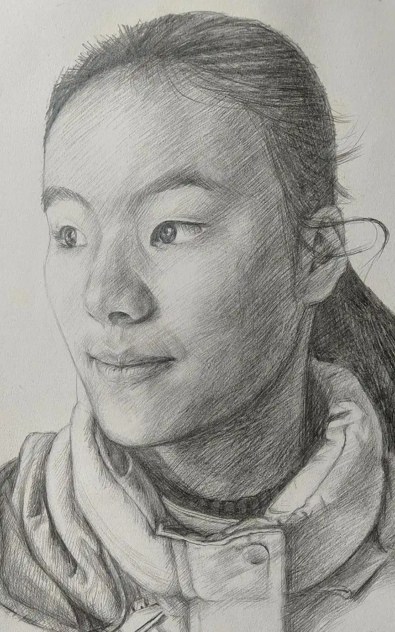 纯手绘素描人物肖像画,#绘画过程分享 感恩所有的相遇,祝福友 - 抖音