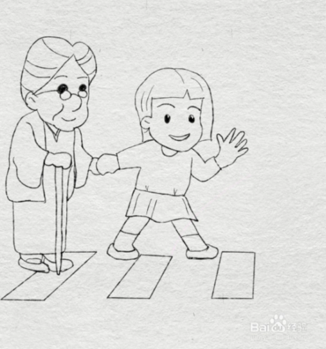 简笔画--文明礼仪之助人为乐--过马路