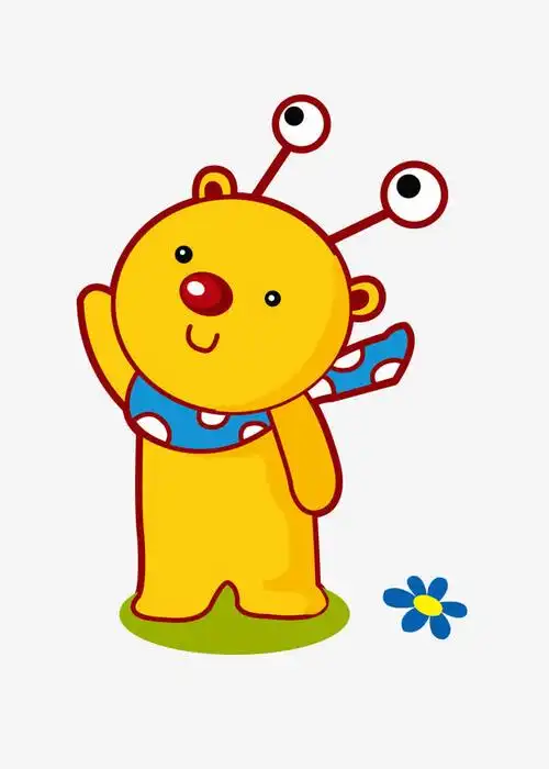 矢量卡通简洁扁平化挥手小熊