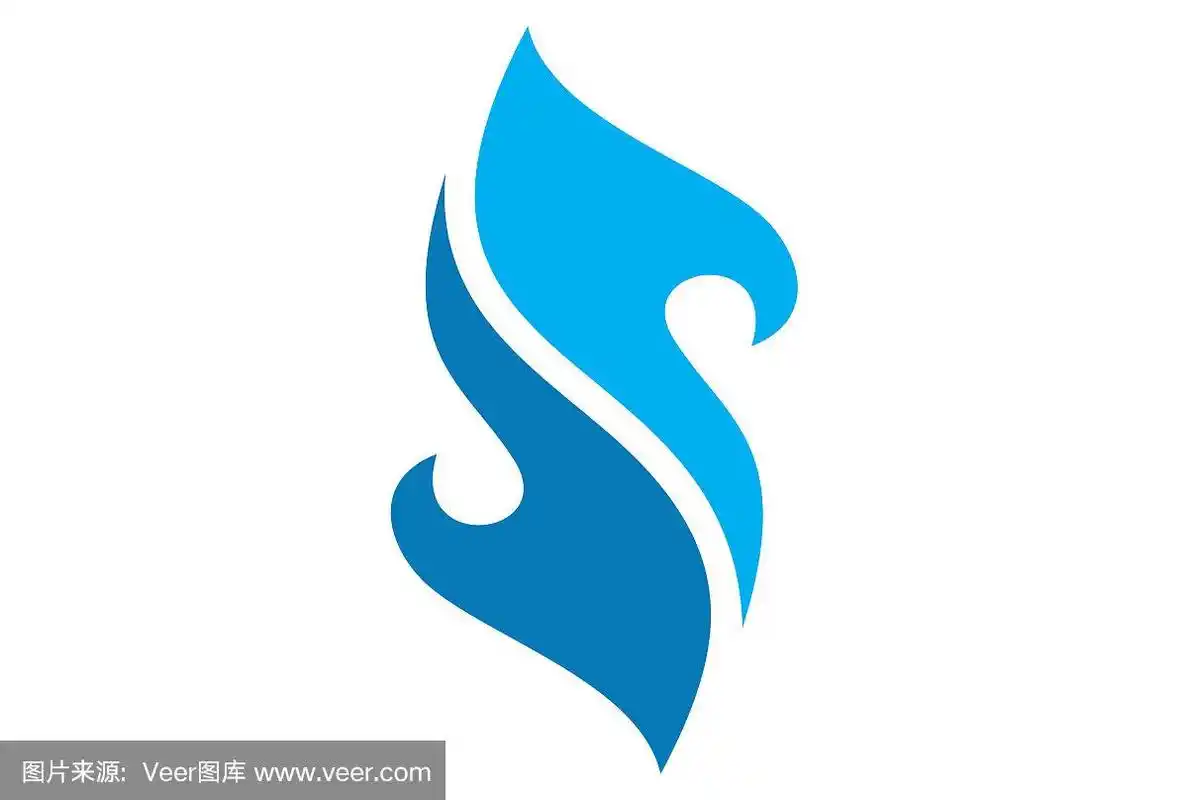 蓝色火字母的标志图标概念