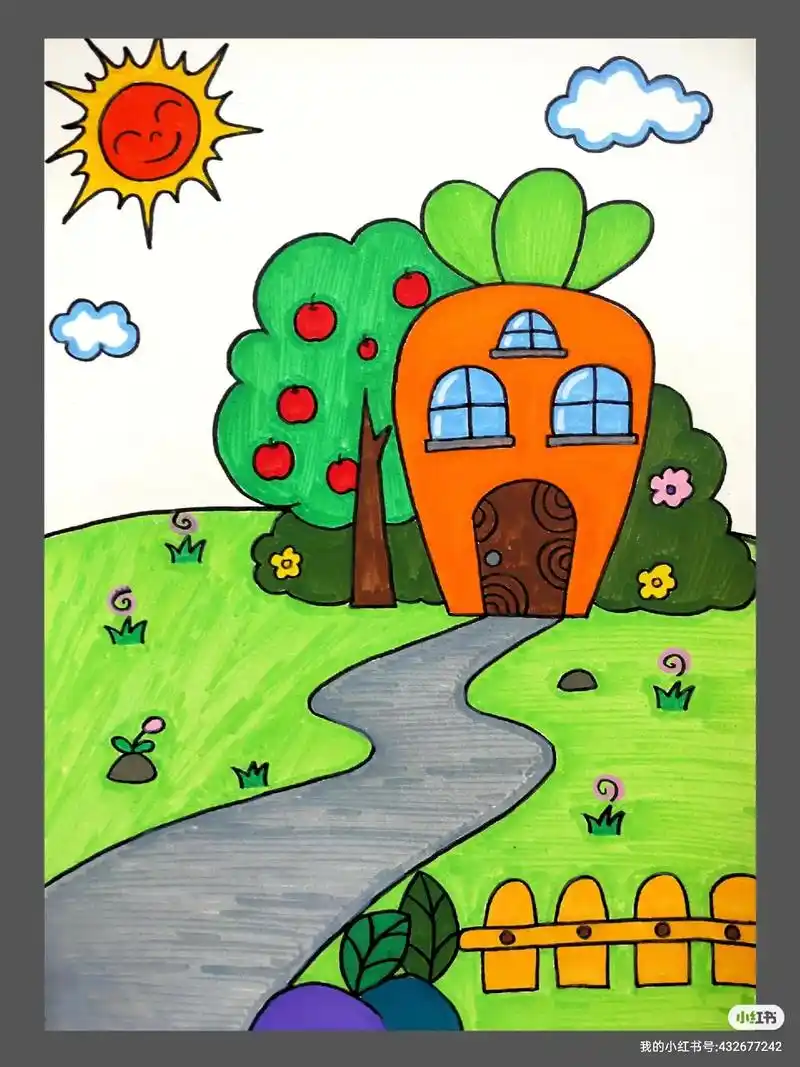 兔子最爱的胡萝卜房子!跟着我一起画起来吧,简单易 - 抖音